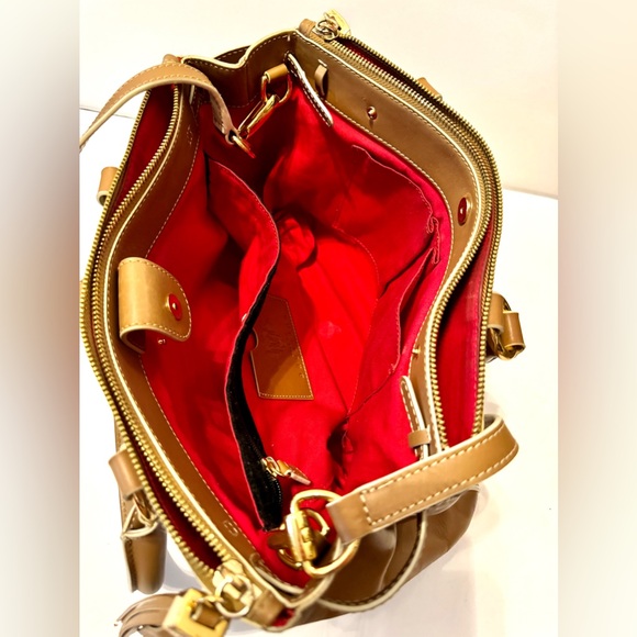 Prix De Dressage Brown leather with cream trim shoulder bag/handbag - Picture 8 of 12